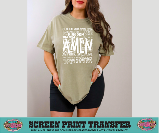 SINGLE COLOR SCREEN PRINT TRANSFER   - AMEN SCRIPT