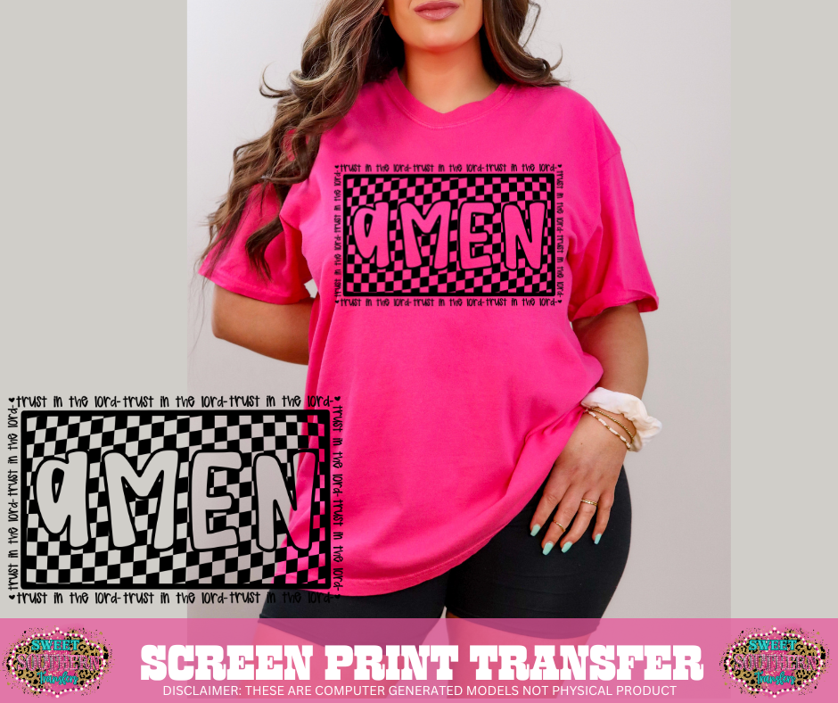 SINGLE COLOR SCREEN PRINT TRANSFER   - AMEN TRUST IN THE LORD