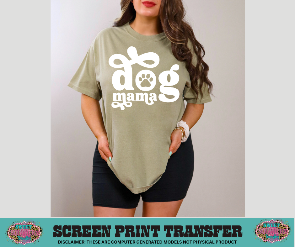 SINGLE COLOR SCREEN PRINT   - DOG MAMA RETRO PAW