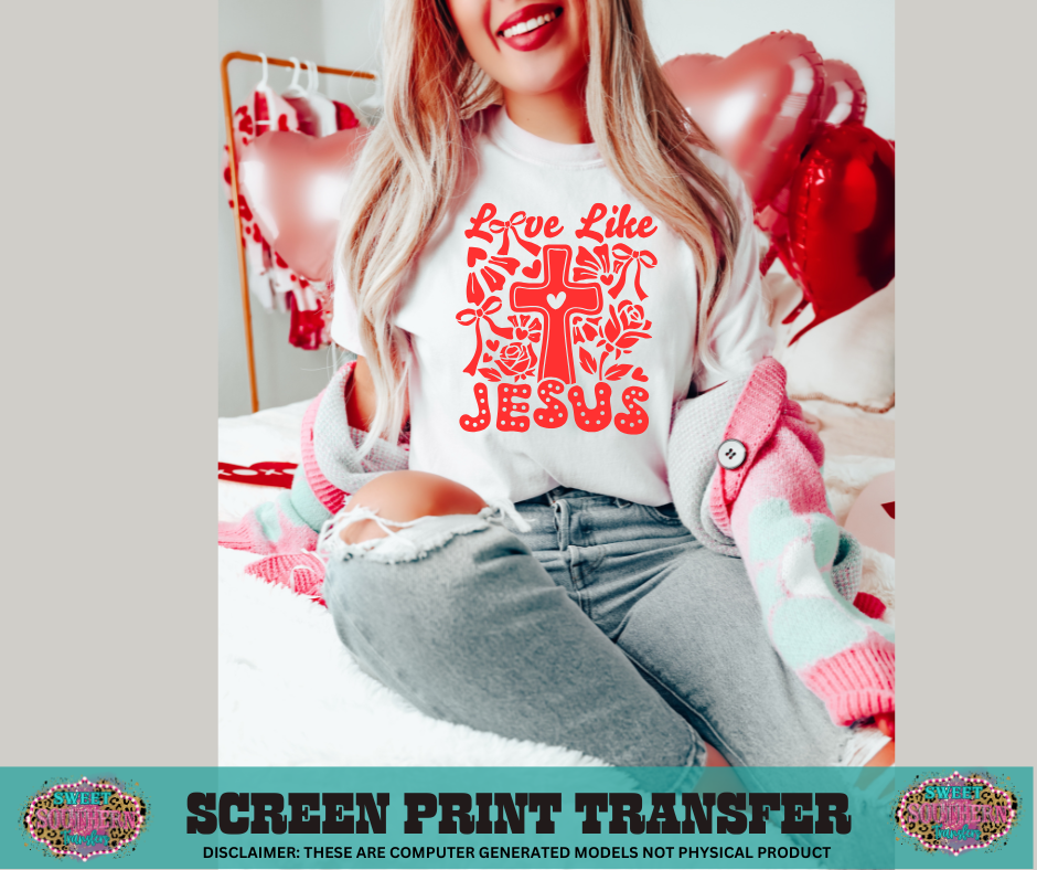 SINGLE COLOR SCREEN PRINT  - LOVE LIKE JESUS RETRO