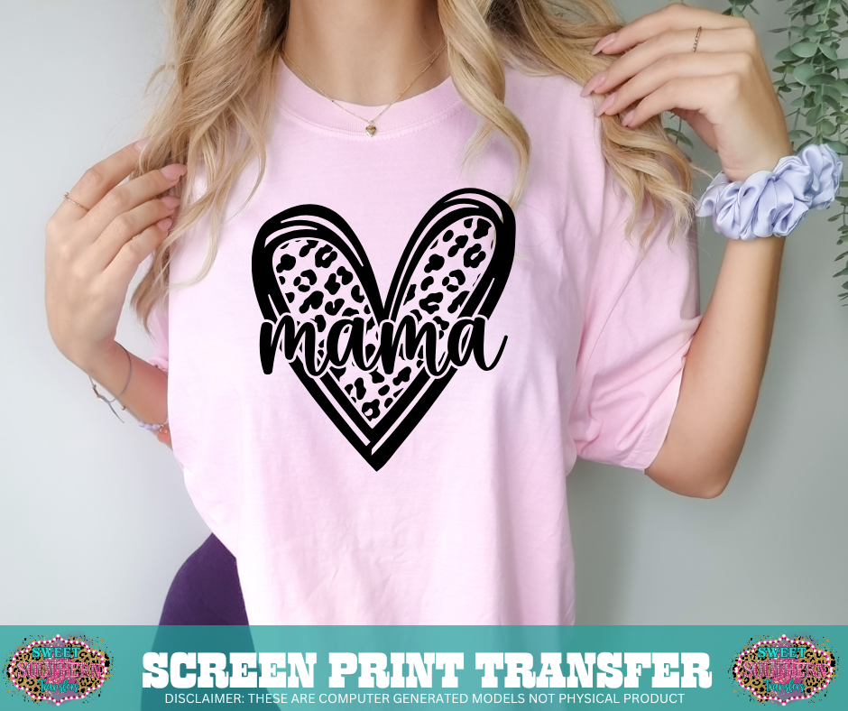 SINGLE COLOR SCREEN PRINT TRANSFER   - MAMA HEART CHEETAH