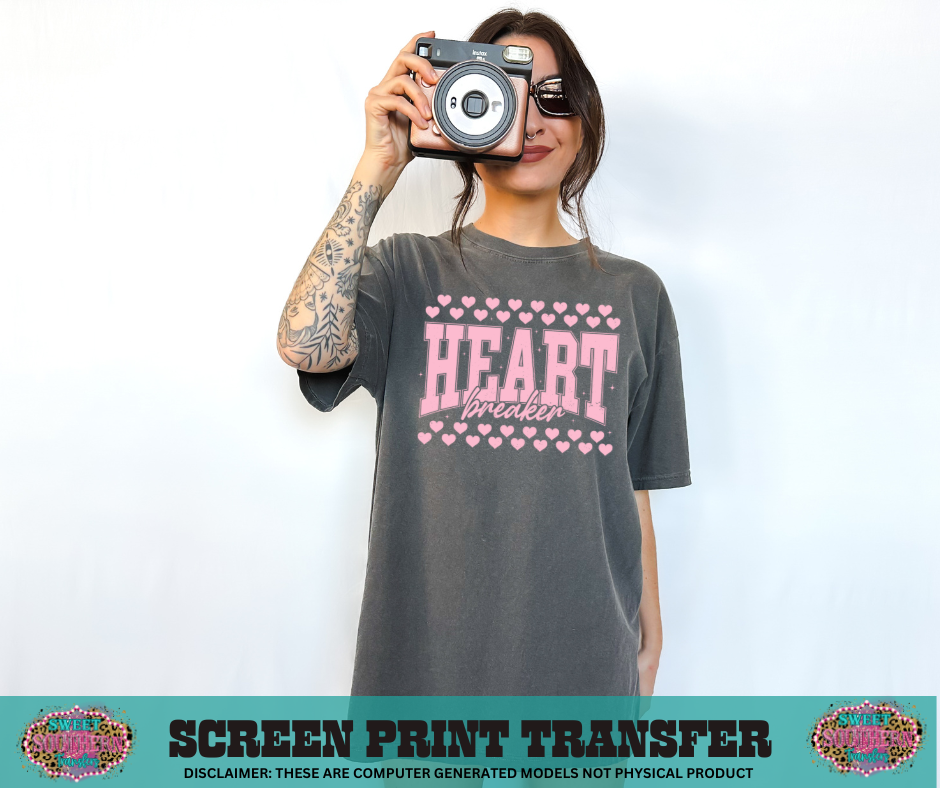 SINGLE COLOR SCREEN PRINT TRANSFER   - HEART BREAKER HEART VARISTY