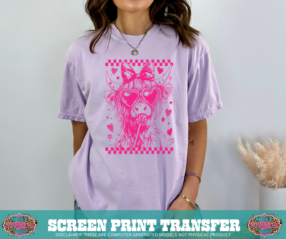 SINGLE COLOR SCREEN PRINT TRANSFER   - V DAY COW