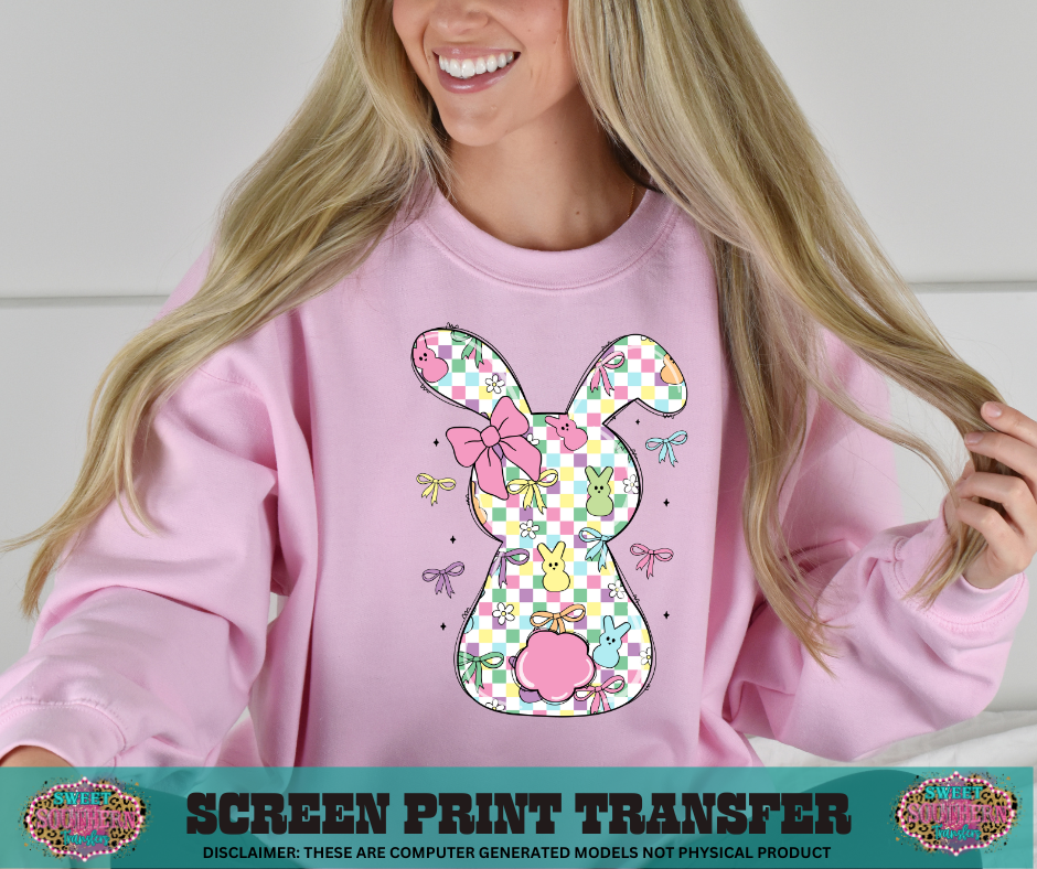 FULL COLOR SCREEN PRINT  - BUNNY BOW PASTEL