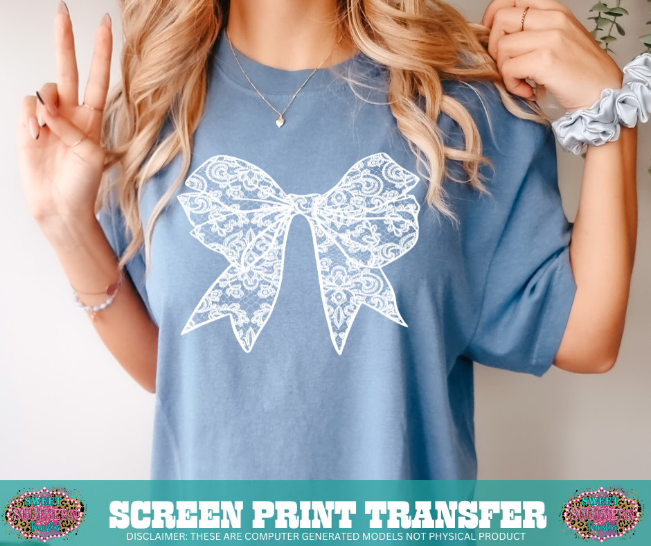 SINGLE COLOR SCREEN PRINT   -  BOW LACE PLAIN