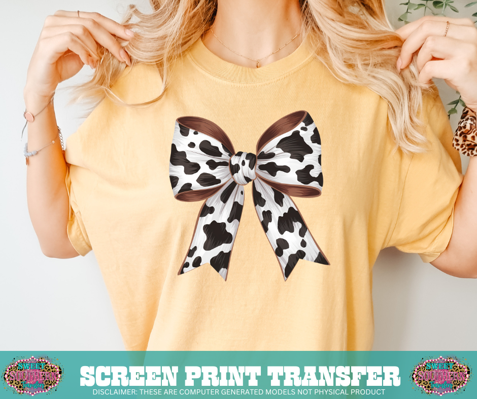 FULL COLOR SCREEN PRINT  - COW BOW RUSTIC