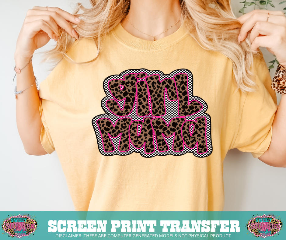 FULL COLOR SCREEN PRINT  -  GIRL MAMA CHEETAH CHECKERED