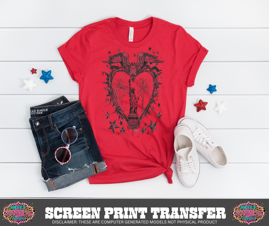 SINGLE COLOR SCREEN PRINT - LIBERTY HEART