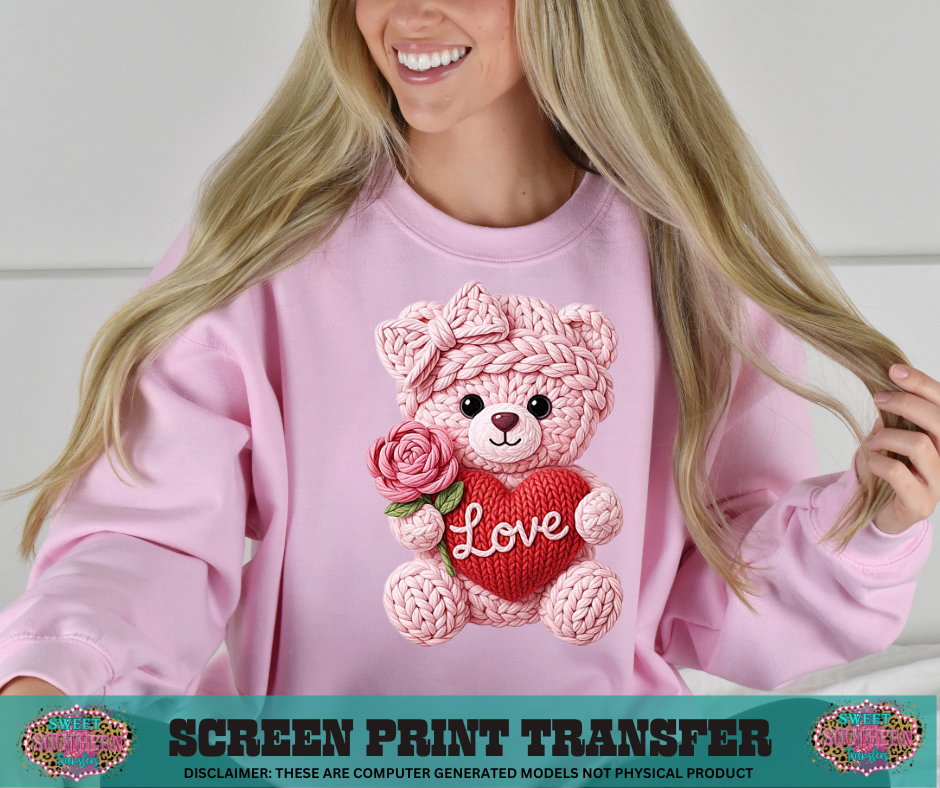 FULL COLOR SCREEN PRINT  -  VALENTINES BEAR