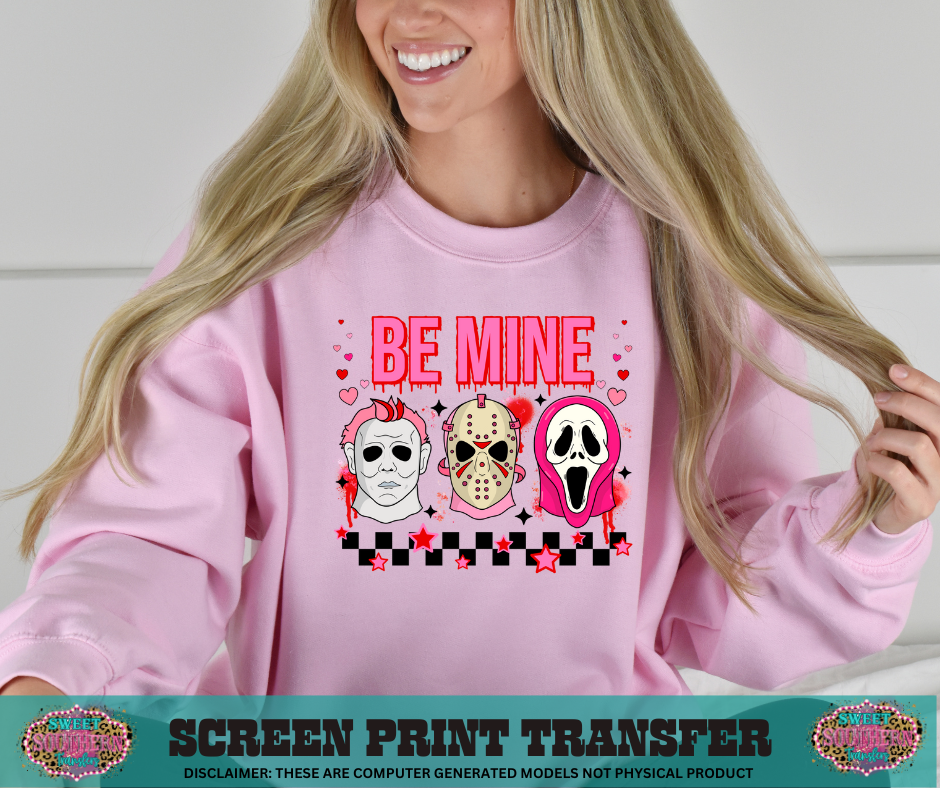 FULL COLOR SCREEN PRINT  -  BE MINE 3 FACES CHECKERED