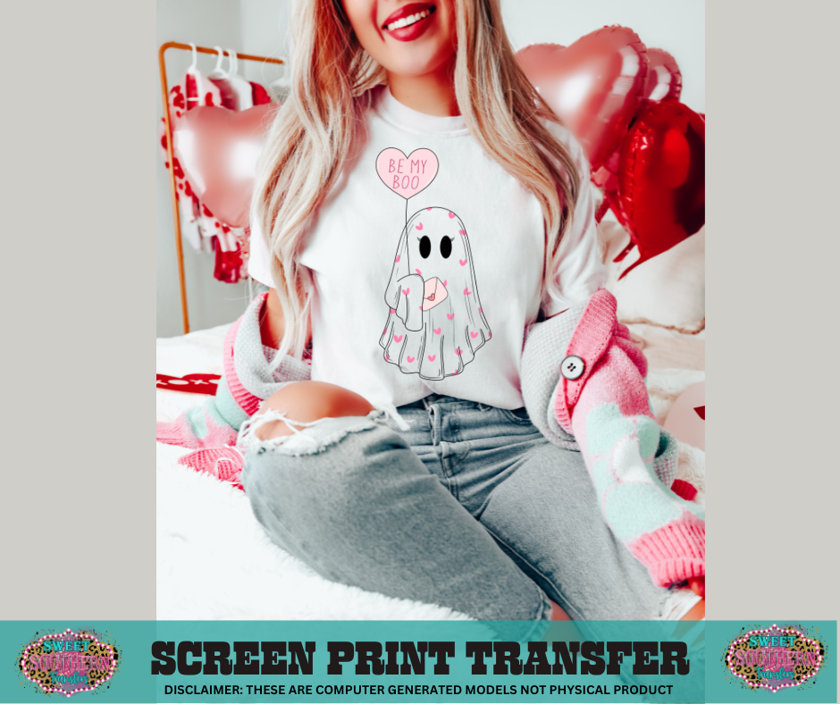 FULL COLOR SCREEN PRINT  - BE MY BOO HEART