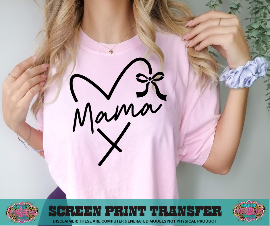SINGLE COLOR SCREEN PRINT - MAMA HEART BOW