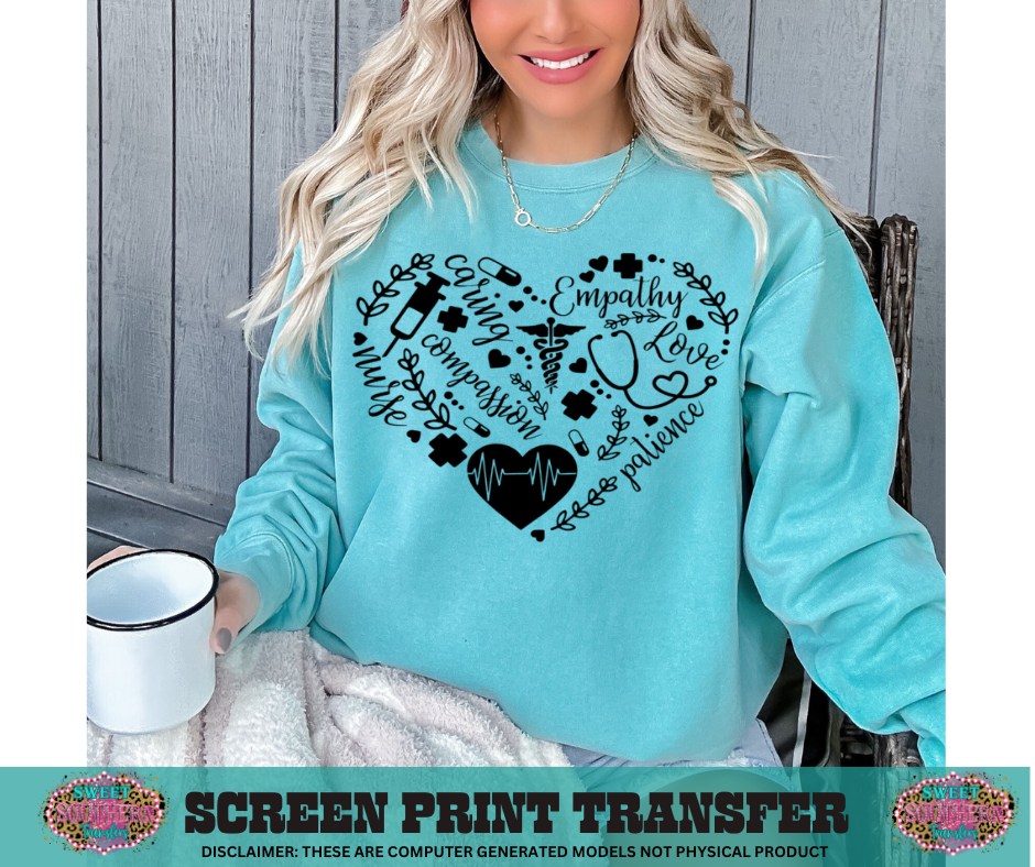 SINGLE COLOR SCREEN PRINT - NURSE HEART