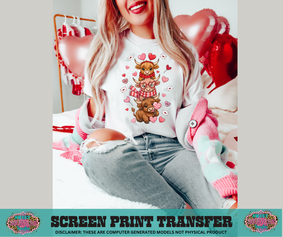 FULL COLOR SCREEN PRINT  - COW VALENTINE 3