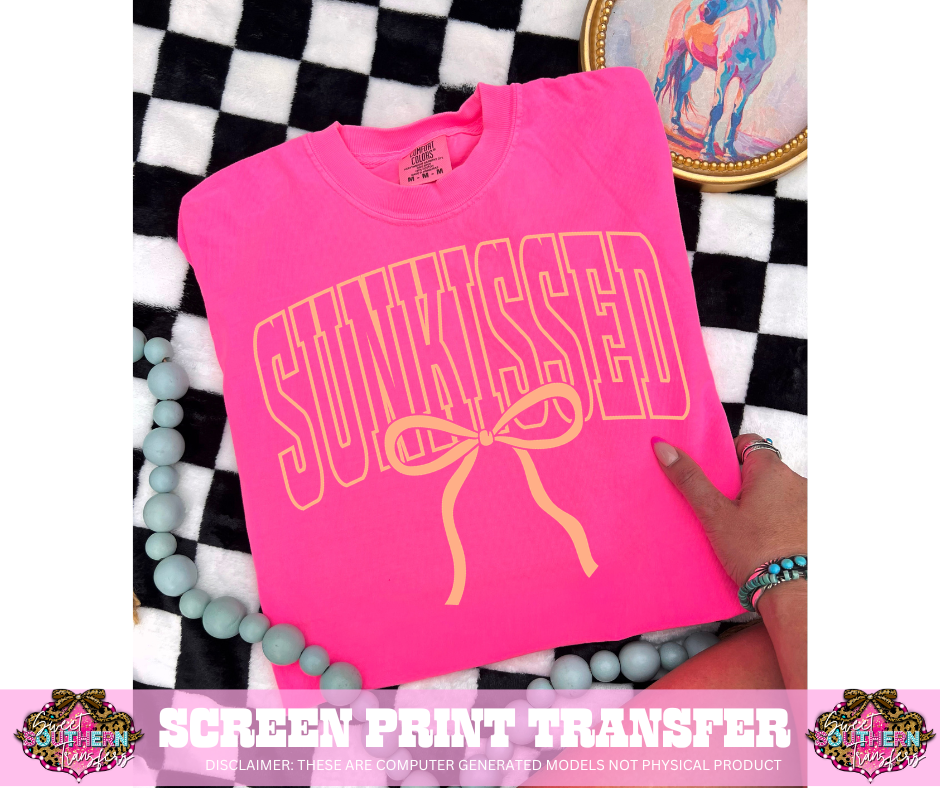 SINGLE COLOR SCREEN PRINT TRANSFER   - SUNKISSED BOW