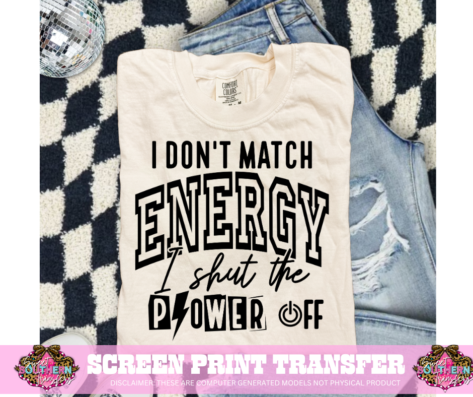 SINGLE COLOR SCREEN PRINT TRANSFER   - MATCH ENERGY
