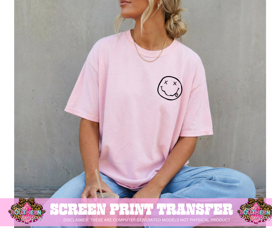 SINGLE COLOR SCREEN PRINT - WAVEY SMILEY