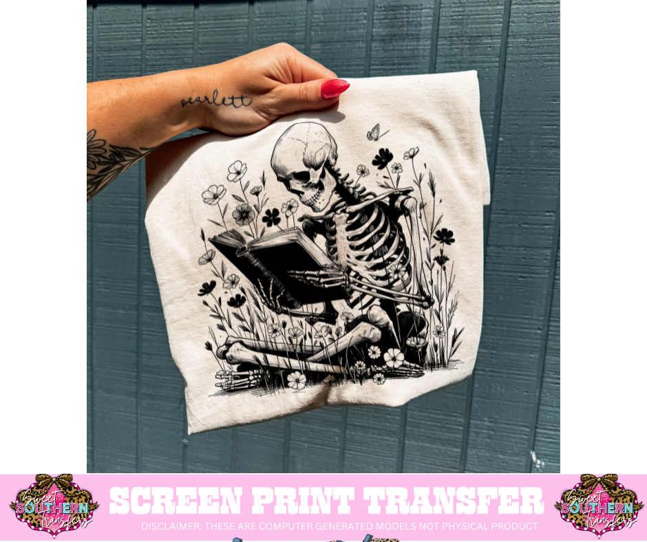 SINGLE COLOR SCREEN PRINT - BOOK FLORAL