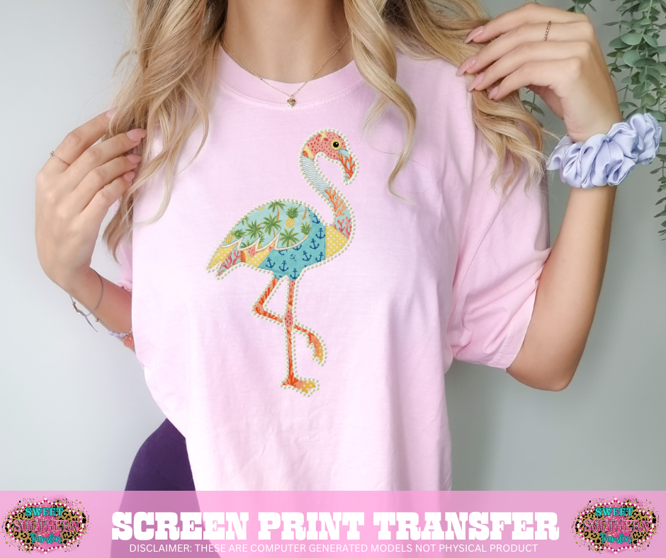 FULL COLOR SCREEN PRINT- PEARL FLAMINGO
