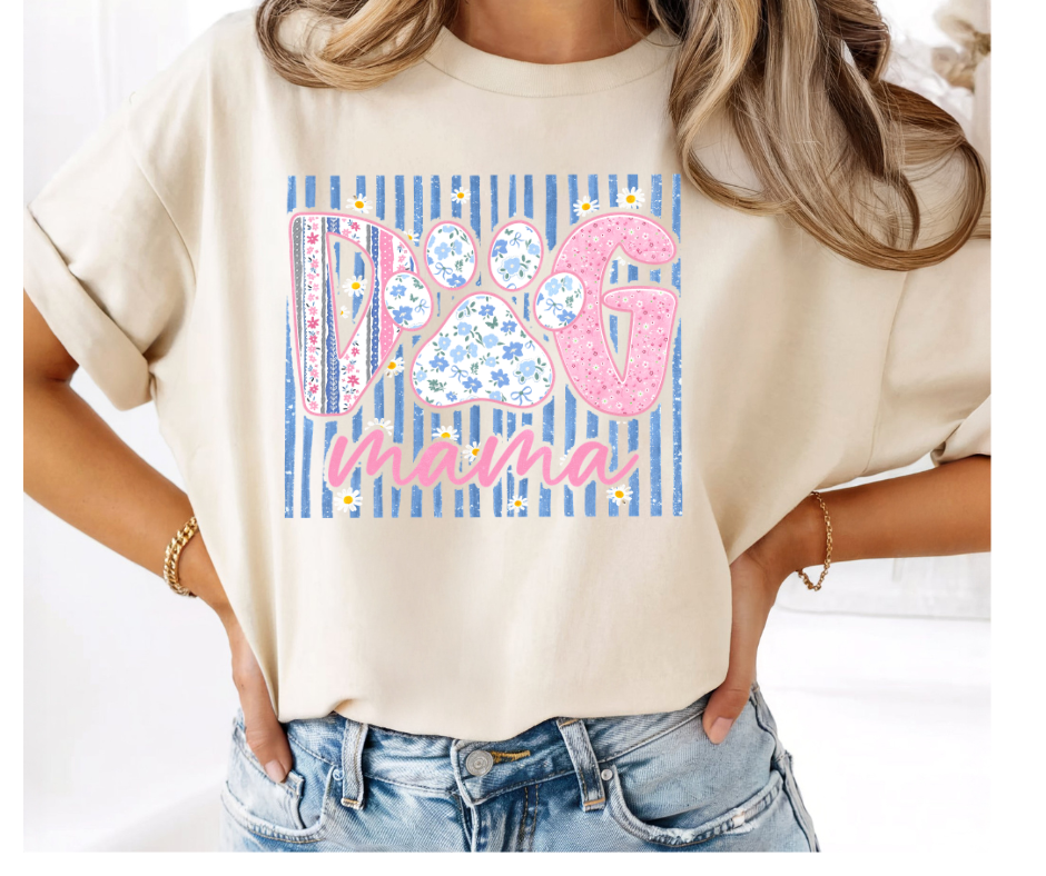 FULL COLOR SCREEN PRINT - DOG MAMA STRIPES