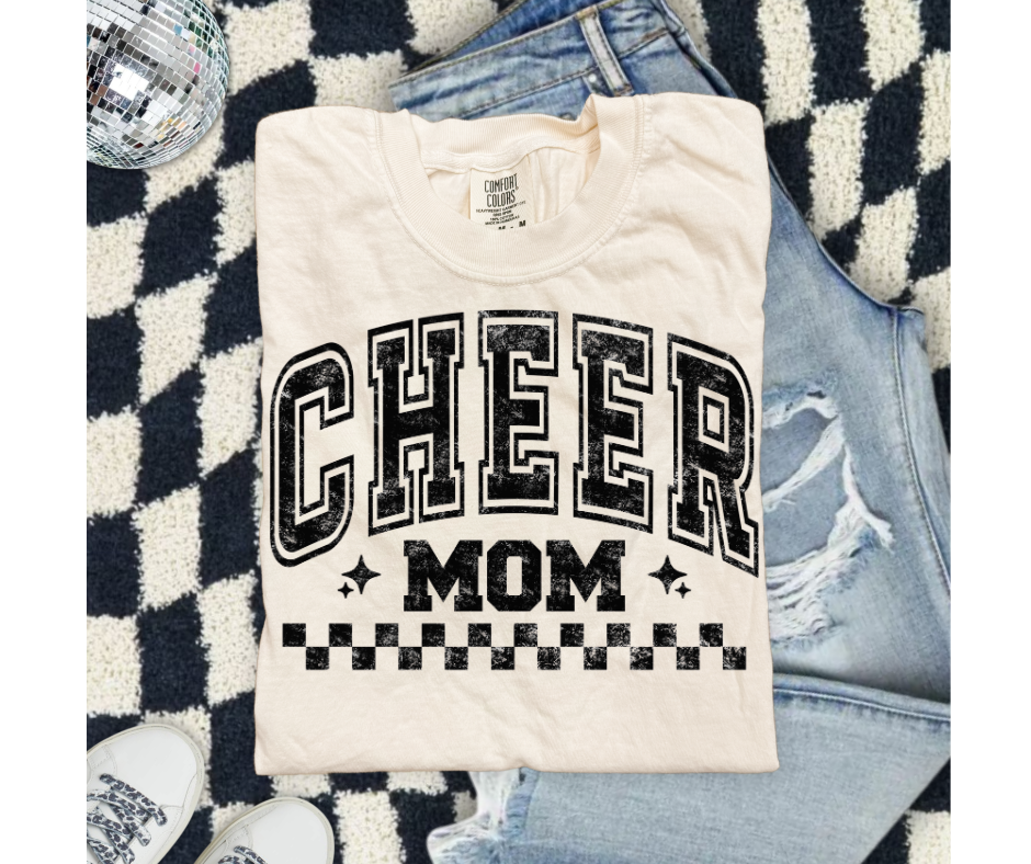 SINGLE COLOR SCREEN PRINT - CHEER MOM CHECKERED