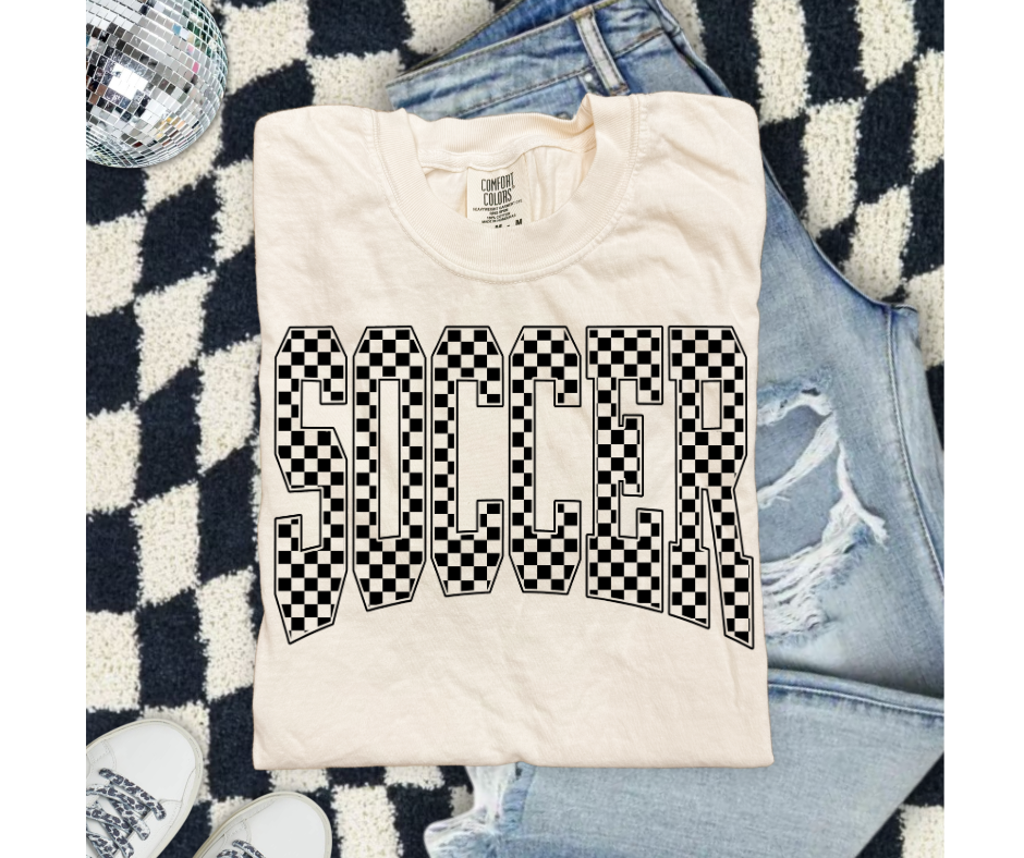 SINGLE COLOR SCREEN PRINT - SOCCER CHECKERED