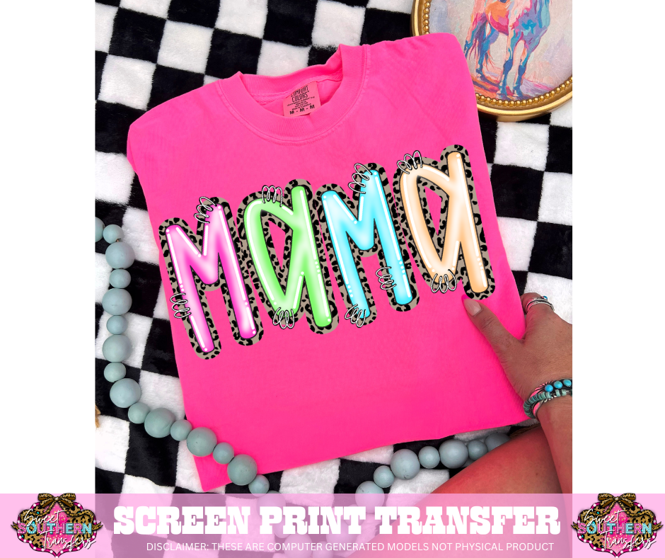 FULL COLOR SCREEN PRINT -MAMA CHEETAH NEON