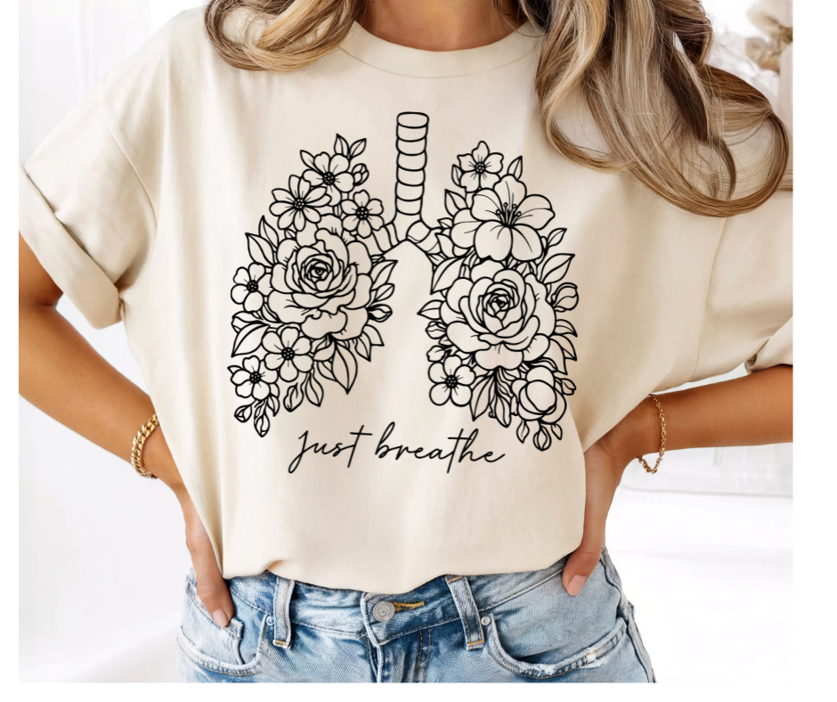 SINGLE COLOR SCREEN PRINT - JUST BREATHE LUNGS