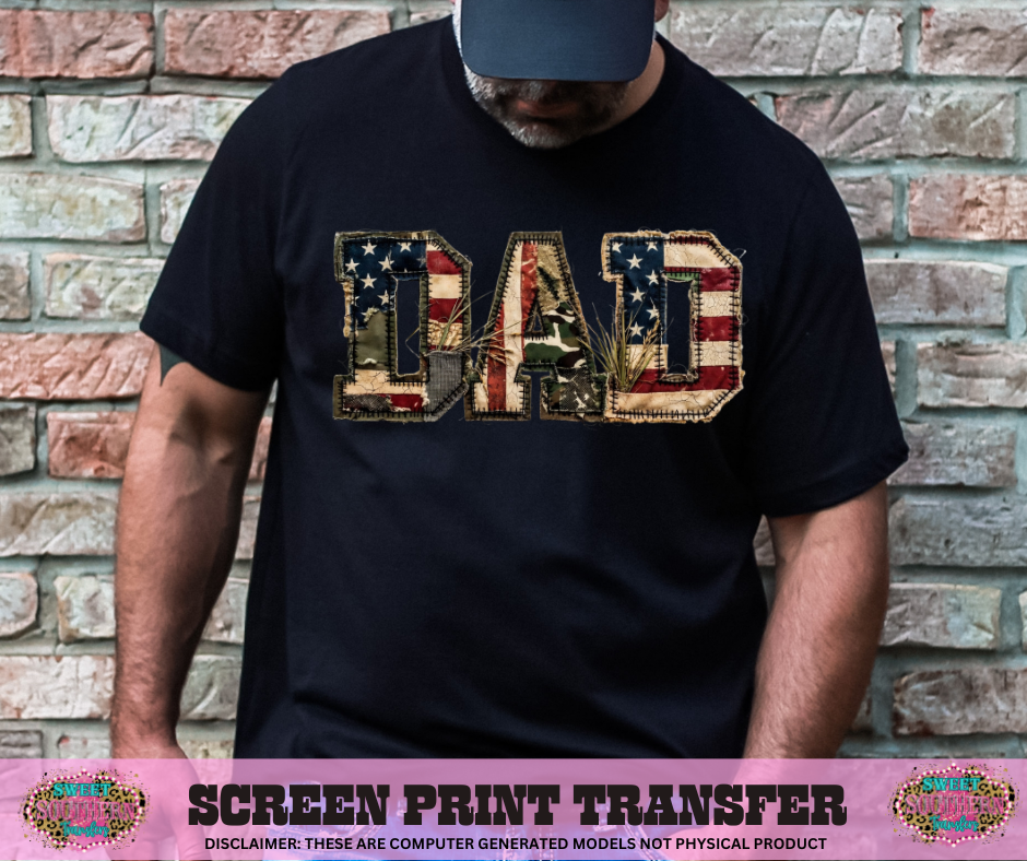 FULL COLOR SCREEN PRINT - DAD AMERICAN FLAG