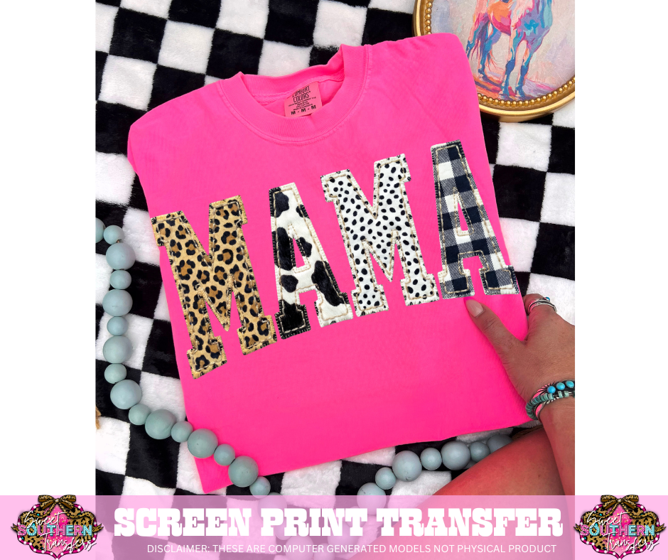 FULL COLOR SCREEN PRINT - MAMA VARISTY COWHIDE