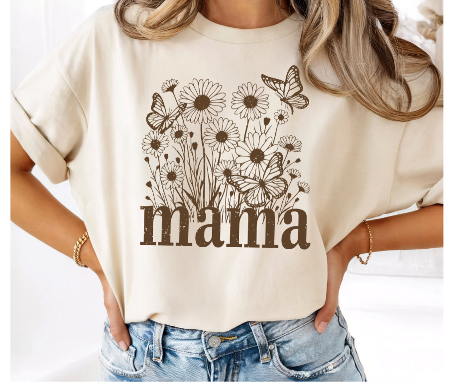 SINGLE COLOR SCREEN PRINT - MAMA FLORAL (BROWN)