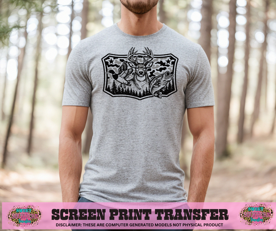 SINGLE COLOR SCREEN PRINT - CAMO DEER