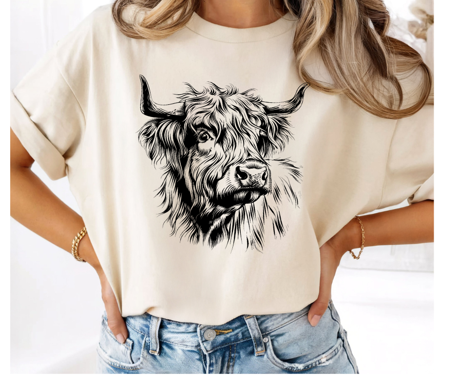SINGLE COLOR SCREEN PRINT - SHAGGY COW