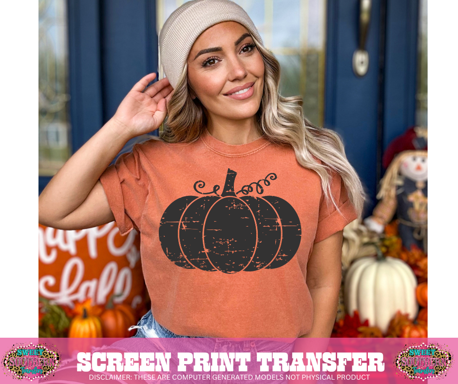 SINGLE COLOR SCREEN PRINT - PUMPKIN DISTRESSED