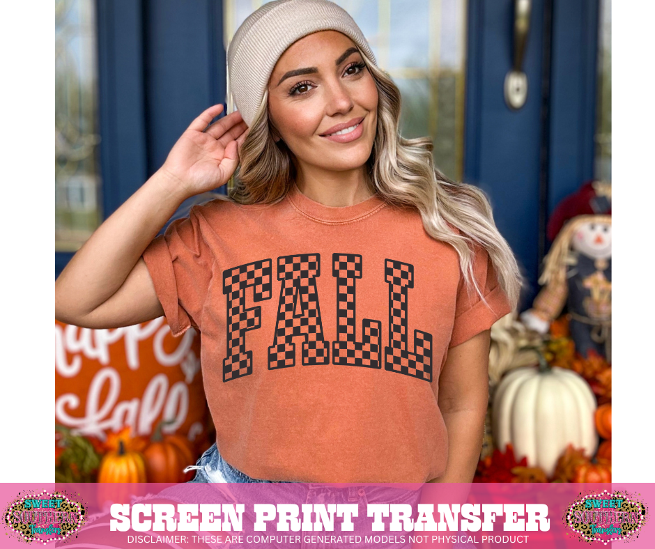 SINGLE COLOR SCREEN PRINT - FALL CHECKERED