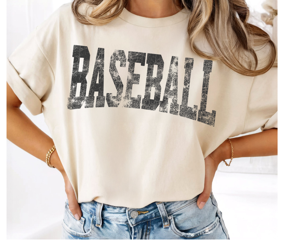 SINGLE COLOR SCREEN PRINT - BASEBALL DISTRESSED