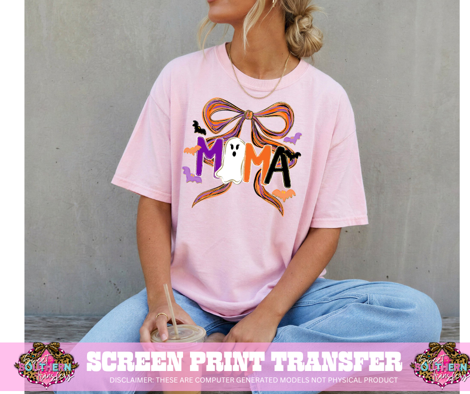 FULL COLOR SCREEN PRINT - MAMA WATERCOLOR BOW