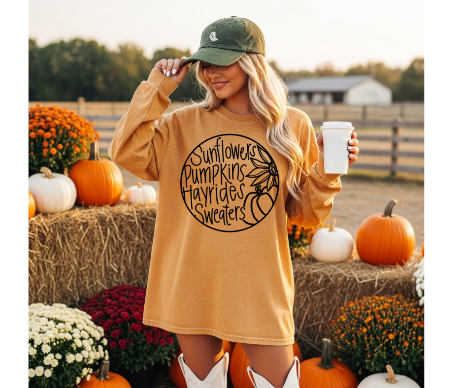 SINGLE COLOR SCREEN PRINT - SUNFLOWER PUMPKINS CIRCLE