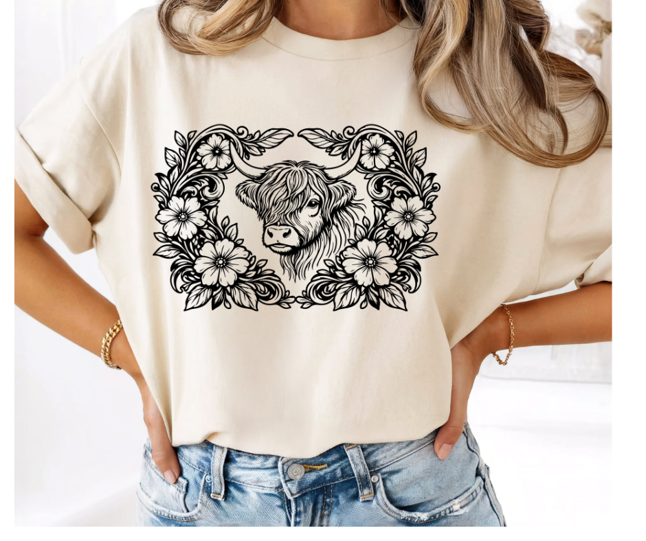 SINGLE COLOR SCREEN PRINT - SUNFLOWER COW