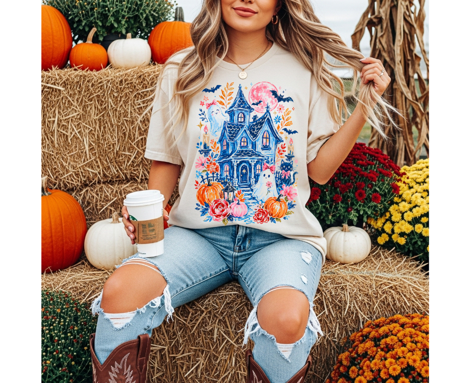 FULL COLOR SCREEN PRINT - HAUNTED HOUSE