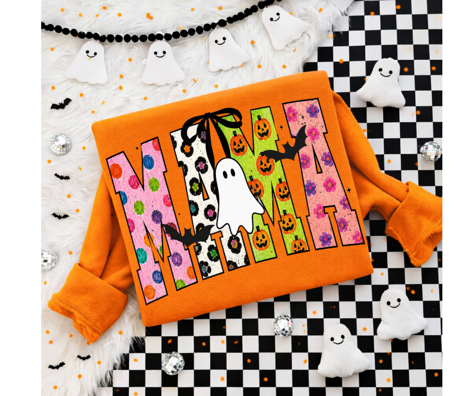 FULL COLOR SCREEN PRINT - MAMA BOW NEON SPOOKY