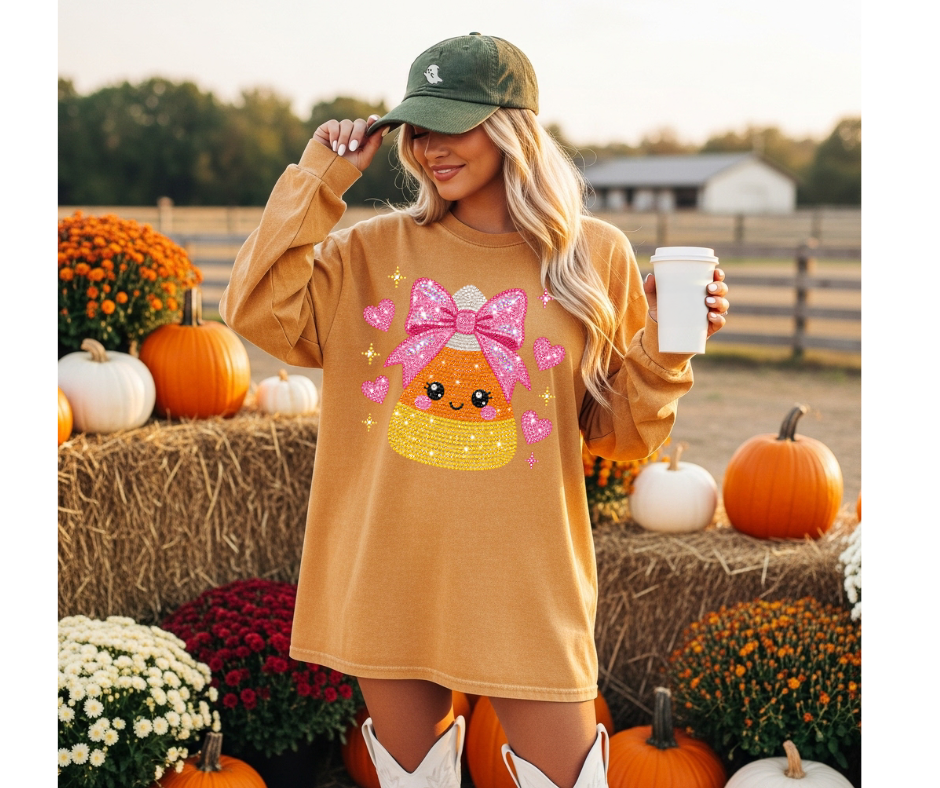 FULL COLOR SCREEN PRINT - RHINESTONE CANDY CORN