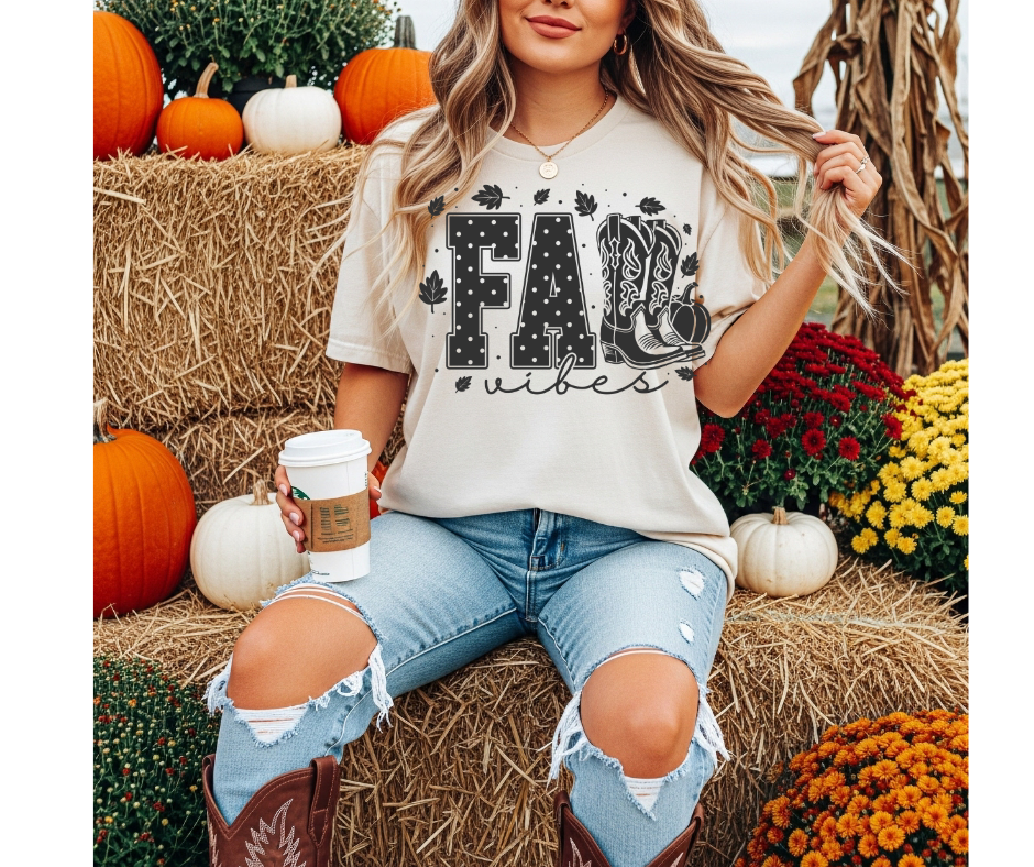 SINGLE COLOR SCREEN PRINT - FALL VIBES BOOTS