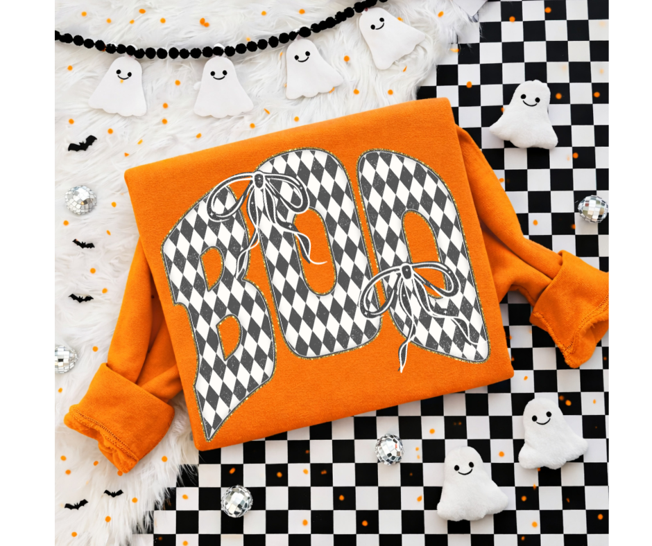 FULL COLOR SCREEN PRINT - BOO CHECKERED