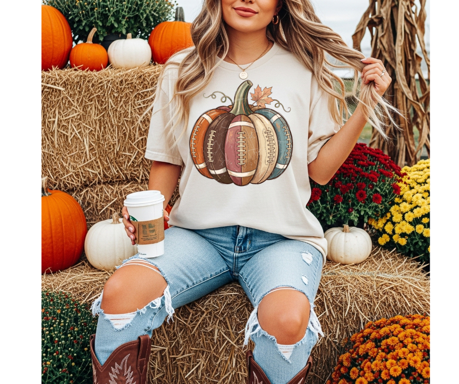 FULL COLOR SCREEN PRINT - FOOTBALL PUMPKIN