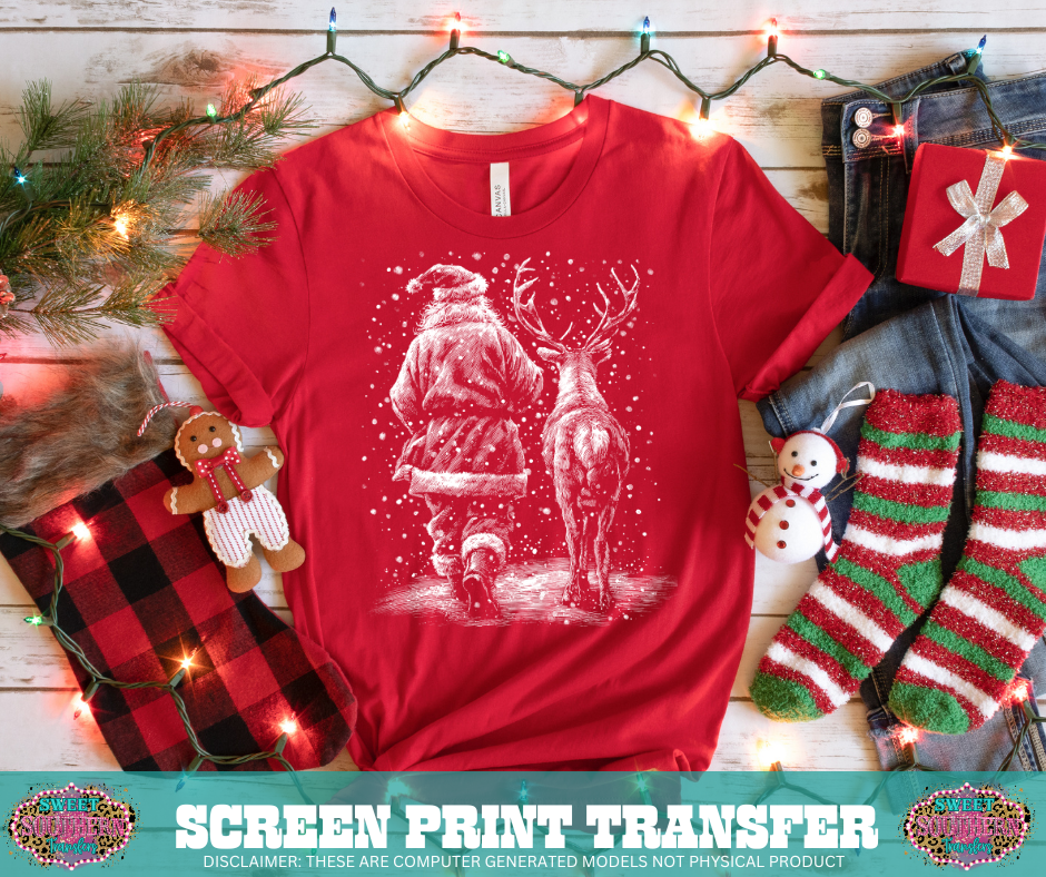 SINGLE COLOR SCREEN PRINT - SANTA DEER