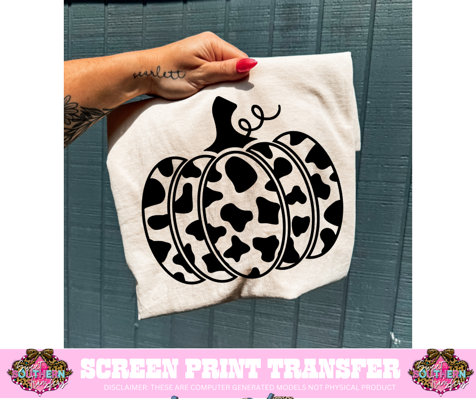 SINGLE COLOR SCREEN PRINT - COW PUMPKIN