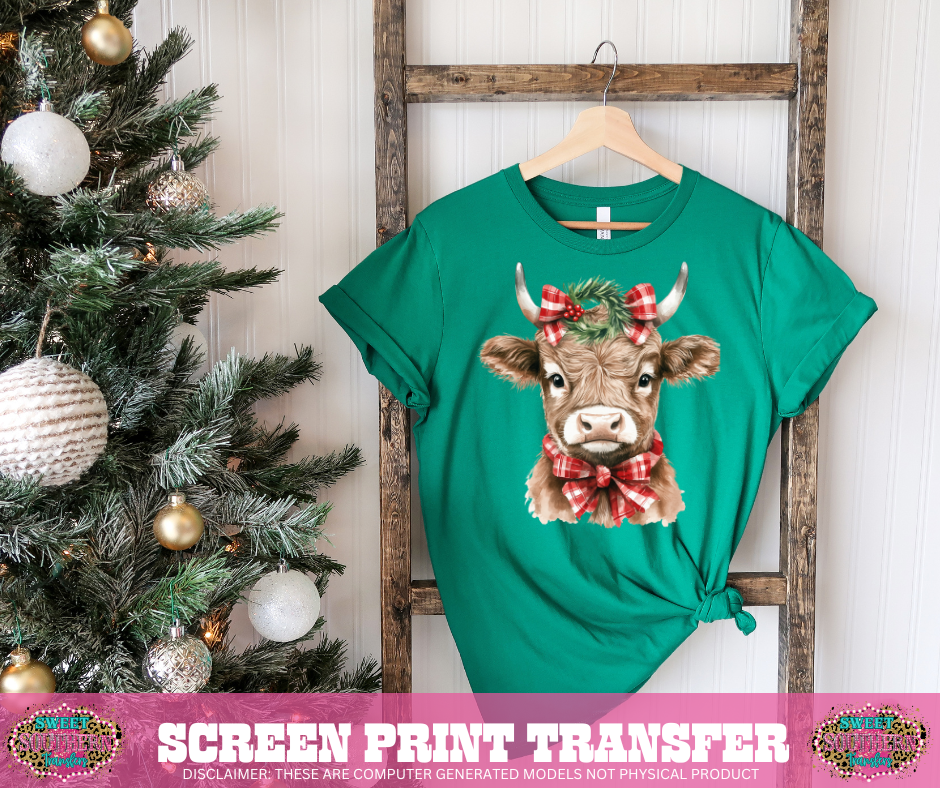 FULL COLOR SCREEN PRINT - COW CHRISTMAS