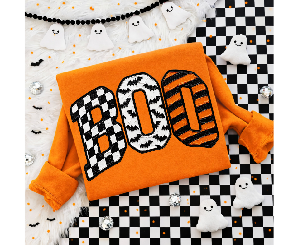 FULL COLOR SCREEN PRINT - BOOOO CHECKERED