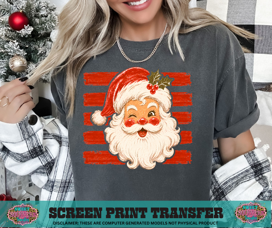 FULL COLOR SCREEN PRINT - SANTA STRIPES